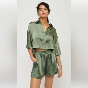 NWT | Dynamite | Satin Shirt + Shorts